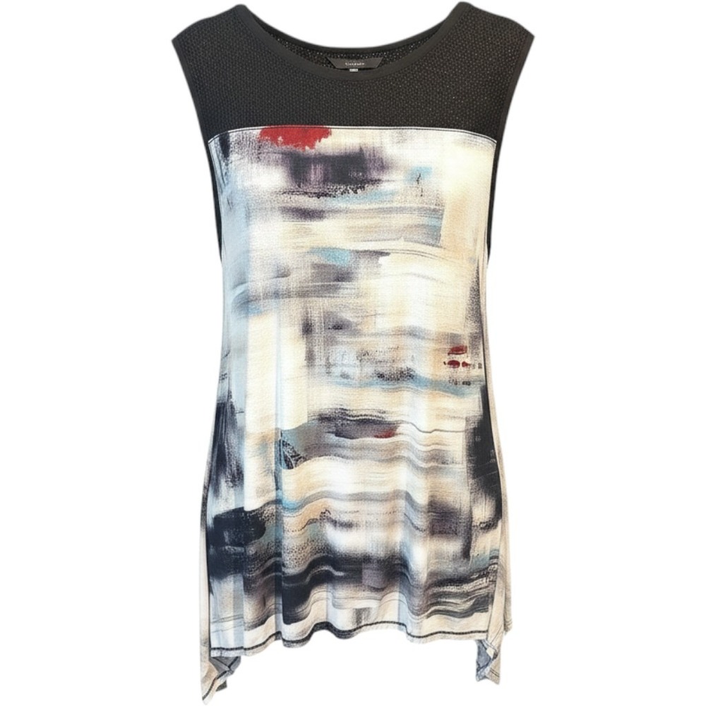 Simply Vera Vera Wang Abstract Brushstroke Lace Yoke Sharkbite Tank Top 2X NWT